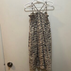 H&M Zebra Print Kids Long Dress - Grey and Cream Size 4-6 Years